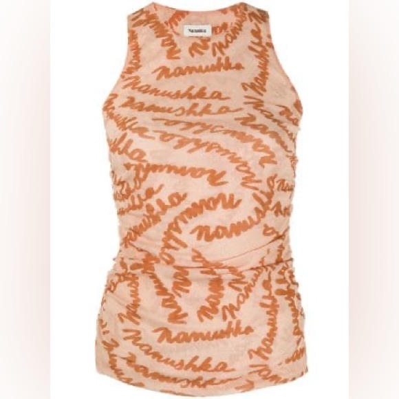 Nanushka Fifi Tank in Scribble Logo Apricot - Picture 4 of 4